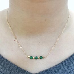 Pendants Delicate Faceted Emerald Necklace Natural Stone Vintage Gold Filled Neck Chains Choker Boho Hand Made Women