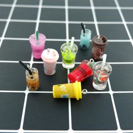 Colorful Milk coffee dink Charms Pendants for DIY decoration bracelets necklace earring key chain Jewelry Making219J