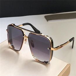 New popular TOP sunglasses limited edition SIX men sunglasses K gold retro square frame crystal cutting lens with grid detachable309j