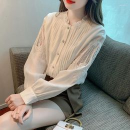 Women's Blouses Stylish Embroidery Ladies' Blouse For A Chic Look Luxury Hollow Out Shirts Tops With Graceful Design Blusa Mujer
