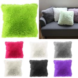 Soft Faux Fur Pillows Case Plush Cushion Cover Pink Blue Purple Warm Living Room Bedroom Sofa Decorative 40 40cm 231221