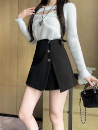 Women's Shorts Woollen Fashionable And Casual A-line Skirts High Waisted Wide Leg Boots Pants Autumn Winter Styles