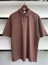 Men's Polos Unisex Cotton Turn-Down Collar Polo Shirt Officer Staff Drop Shoulder Loose T-Shirt Thick Oversize Custom Logo TShirt