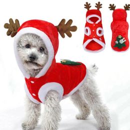 Dog Apparel Christmas Jacket Santa Reindeer Hat Hoodie Sweater Costume Coat Xmas Holiday Party Dress Up