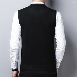Men's Vests Slim Fit Sweater Vest Solid Colour Casual Fashion Knitted Tank Top Sleeveless Pullover Man Autumn Tops