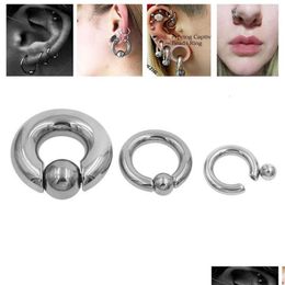 Nose Rings & Studs 1 Stainless Steel Large-Sized Card Ball Nose Ring Accessory Human Punk Puncture Drop Delivery Jewelry Body Jewelry Dhl6J