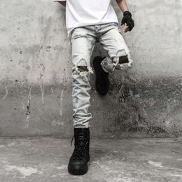 Europe United States High Street Camouflage Affixed Cloth Patch Wash Water Holes Do Old Jeans Male Hip Hop Pants Zipper