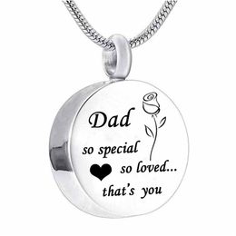 So special so loved that's you Stainless Steel round Shape mum Cremation Urn Necklace Locket Pendant Ash Jewelry for Men Wome242p