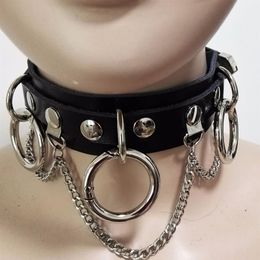Sexy Harajuku Handmade Choker punk Leather Collar belt Necklace and Chain club party two layers Chokers249S