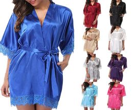 Mesh Spandex Wedding Bride Bridesmaid Robe Solid Bathrobe Short Kimono Robe Night Bath Fashion Dressing Gown For Women9771779