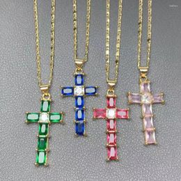 Pendant Necklaces Fashion Hip Hop Cross Necklace High Quality Zircon Crystal Charm For Women Religions Jewellery Gifts