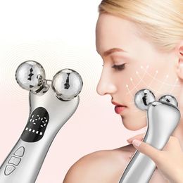 EMS Pulse Face Roller Massager Chin Reducer Microcurrent V line Lift Machine Vibration Electric Tightening 231220
