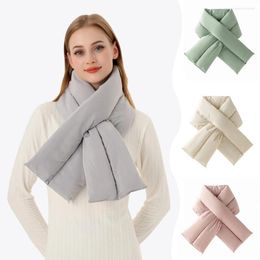 Scarves Cross Down-filled Cotton Scarf Women Neck Warmer False Collar Neckerchief Thicken Neck-cross Shawl Wrap Double Tube Foldable