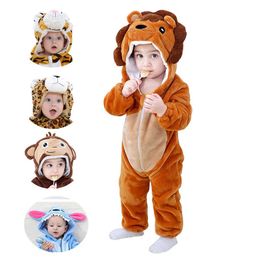 Toddler Animal Crawling Costume Lion Cosplay Baby Harvest Halloween Play Hooded for 23Y Boys Girls Warm Pyjamas 231220