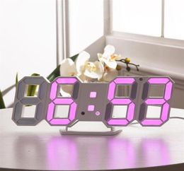 Modern Design 3D LED Wall Clock Digital Alarm Clocks Display Home Living Room Office Table Desk Night317a3588100