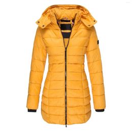 Women's Trench Coats Solid Colour Casual Quilted Warm Cotton Padded Jacket Long Slim Fit Parkas Outdoor Female Windbreaker