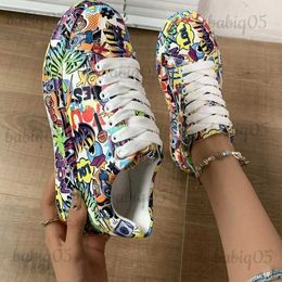 Dress Shoes Spring and Autumn Women's Fashion 2023 Small White Shoes Women's Thick Sole Casual Shoes Colourful Painted Candy Sports Shoes T231221