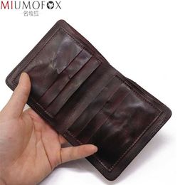 Wallets 2022 Genuine Leather Wallet for Men Vintage Wrinkled Short Bifold Man Compact Purse Holder Vertical Pocket Money Bag T2211331d