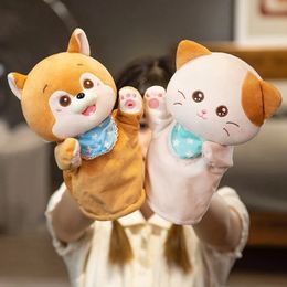 Stuffed Plush Animals Toys Hand Finger Storey Puppet Kawaii Dolls Educational Cat Deer Panda Shiba Inu Birthday Gift 231220