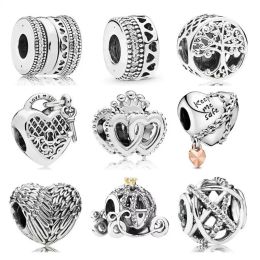 925 Silver Original European Fashion Charm Life Tree, Wings, Pumpkin Car Suitable for PAN Bracelet DIY Women's Jewellery Free Shipping