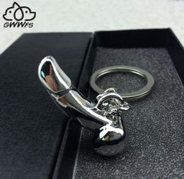 Gwwfs Male Penis Key Chains Gifts For Men Women Silver Colour Metal Alloy Fashion Genitals Car Keychain Key Ring Men Jewellery 2019 J5039081