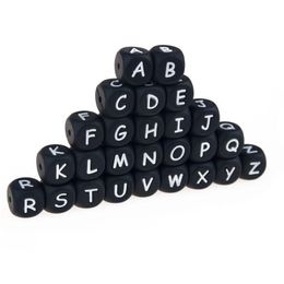 Other Black Sile Alphabet Teething Beads 12Mm Nursing Teether Chewable Bead Food Grade Diy Baby Jewelry Necklace Drop Delive Dhgarden Dhkro