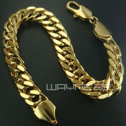 18K 18CT Gold Filled GF Mens 10mm Width 22cm Length Cool Braclet B119223h