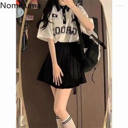 Work Dresses Preppy Style Fashion Skirt Outfits Korean Summer 2 Piece Set Women White Short Sleeve Tshirts Mini Pleated Skirts Suit Y2k Sets