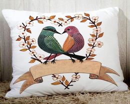 Lovely birds creative drawings sofa cushion cover fine polyester bedding pillowcase 45x45cm cartoon animals printed seat cushion3705432
