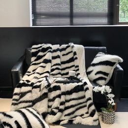 Blankets Super Soft Faux Fur Throw Blanket Black And White Leopard Print Warm Cozy Decorative For Bedroom Sofa