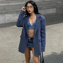 Women's Suits Clothing 2023 Autumn Fashion Girl Loose Denim Small Suit Jacket Long Top Patchwork