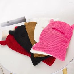 Bandanas Cow Horn Knitted Hat Multifunctional Fashion Versatile Headscarf Letter Cap Turban Riding Mask Winter Scarf