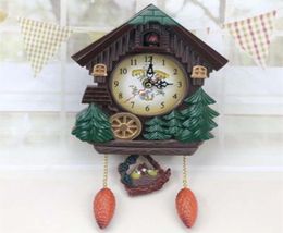 House Shape Wall Clock Cuckoo Vintage Bird Bell Timer Living Room Pendulum Crafts Art Watch Home Decor 1PC 2109131361454