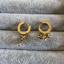 Gold Colour Luxury Brand Earrings Flowers Pendant Stud V Letter Engagement Earring Wholesale