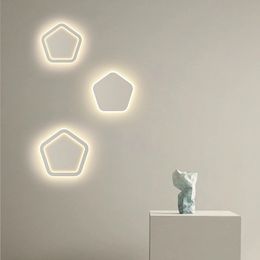 Peculiar Geometric White Wall Lamp for Living Room Bedroom Bedside Pentagon Round Kids Child's Room' Wall Lights Indoor Lighting 231221