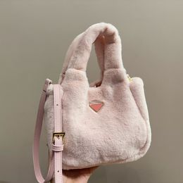 Niche Designer bag Pink White Women's Handbag Big Size Casual Tote Bag Quality Female Travel Shopper Leisure Versatile simple fashion Mini Plush Bag cosmetic bag