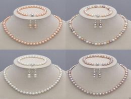 89mm Natural Akoya Cultured Pearl Necklace Bracelet Earrings Jewellery Set informati2546640