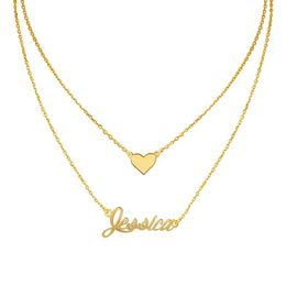 Personalized Name Spaced Necklace for Women Fashion Gift Birthday Customized Any Name Layers Chain pendant Necklace Jewelry Gold 267a