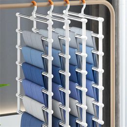 Hangers Multi Layer Closet Clothes Hanger Trouser Stainless Steel Organizer For 4/6/8 Layers Home Storage Organization