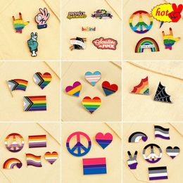 3-6pcs Lgbt Rainbow Enamel Pins Metal Heart Shape Flag Pride Badges Brooches Gays Les Coat Bag Hat Decoration Jewellery Accessory