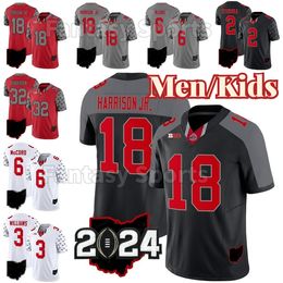 C.J. Stroud Ohio State Buckeyes Grey Football Jersey 18 Marvin Harrison Jr.97 Nick Bosa Miyan Williams Smith-Njicba Henderson Fields Martell Wilson 2024 New Season