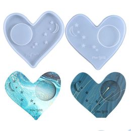 Moulds New Style Heart Coaster Sile Moulds Coffee Cup Mat Resin Epoxy Mould Moon Star Casting Diy Drop Delivery Jewellery Jewellery Dhgarden Dhjba