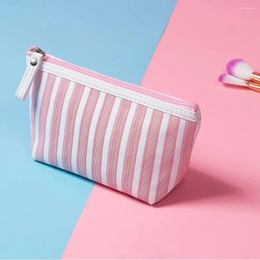 Storage Bags Women's Beautiful Cosmetic Simple Stripe Zipper Outdoor Portable Multi-purpose