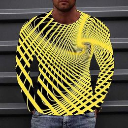 Men's T-Shirts Fashionable men's long sleeved round neck t-shirt new 3D printing creative spin graphic t shirts Street Men's clothing y2k topsL2312.21