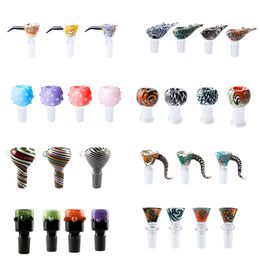 Headshop214 Smoking Pipe Glass Bongs Bowls Portable Big Handle 14mm 19mm Male Female Luxury Colour Dabber Tool Dab Rig Bubbler Pipes Glass Bowl