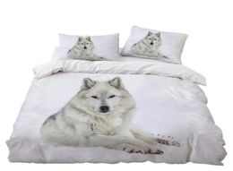 Bedding Sets White Wolf Set Bedroom Decor Doona Quilt Cover Snow Background Hypoallergenic 1PC Duvet With Pillowcase9394348