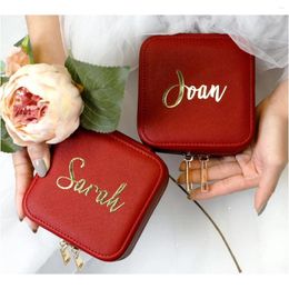 Storage Bags Travel Jewellery Case Personalised Bridesmaid Proposal Bridal Party Gifts Leather Box Initials & Name