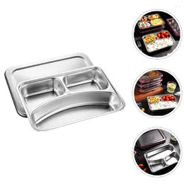 Dinnerware Sets Serving Utensils Divider Plates Stainless Steel Cover Metal Tray Divided Holder Lunch Trays Child