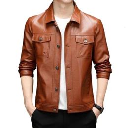 Idopy Men's Real Leather Jacket Business Classic Slim Fit Pockets Office Business Outerwear Jacket and Coat For Male 231221