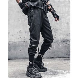 Tie the Rope Loose Knee Function of Zipper Foot Beam Overalls Male Hip Hop Street Joker Pants